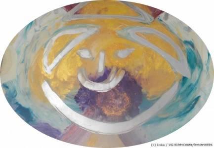 Contemporary painting behind glass by Inka