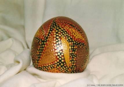 painted ostrich egg by Inka