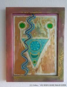 Contemporary painting behind glass by Inka