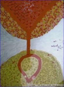 Contemporary painting behind glass by Inka