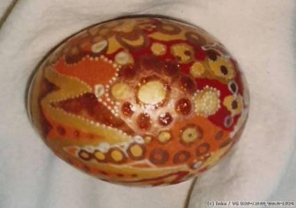 painted ostrich egg by Inka