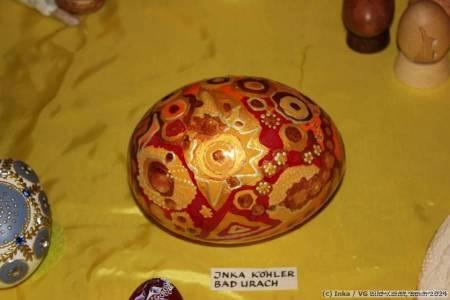 painted ostrich egg by Inka